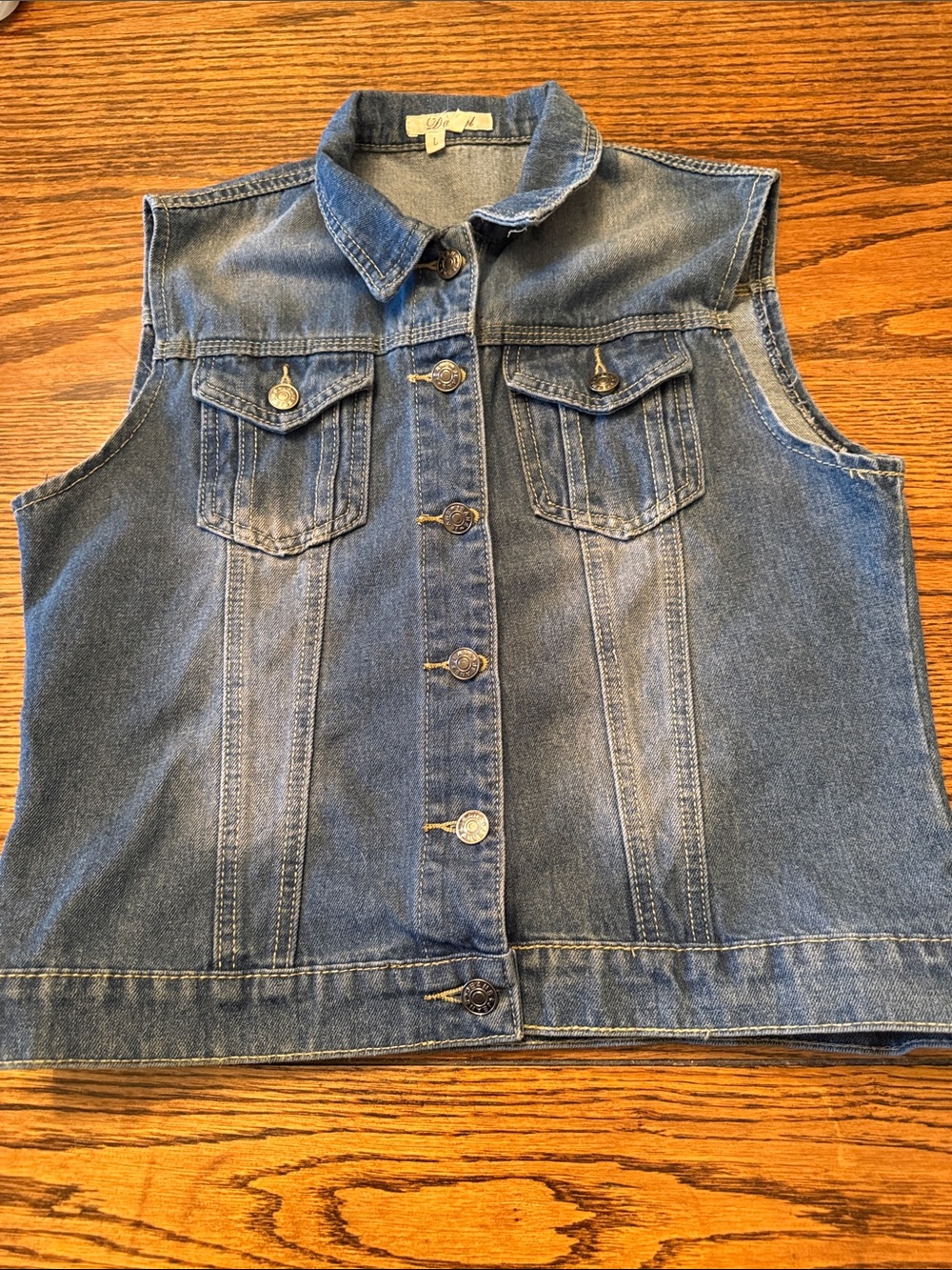 Daniel Classic Denim Trucker Vest Button Front Western Layering Jacket L